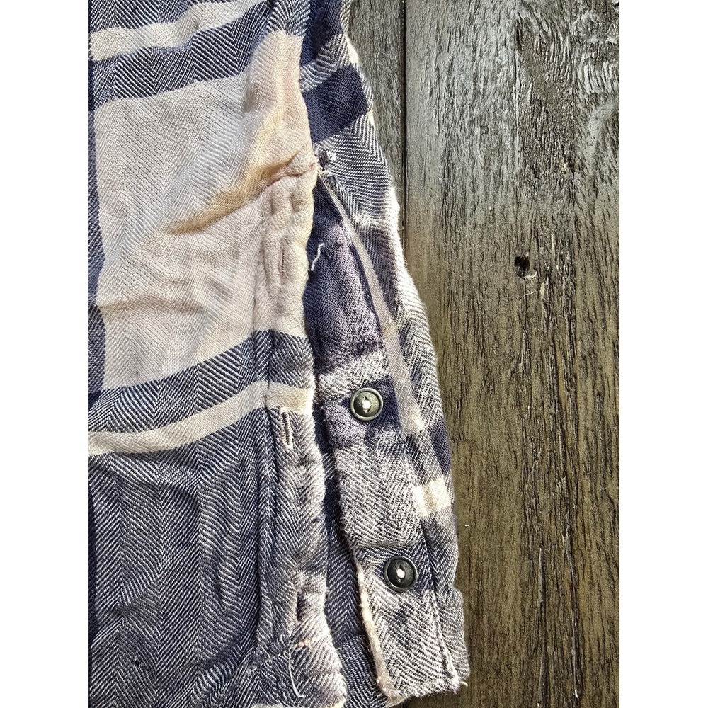 Free People Come On Plaid Shirt Women SM Oversized Slouchy Casual Boho Cozy FLAW - Picture 7 of 9